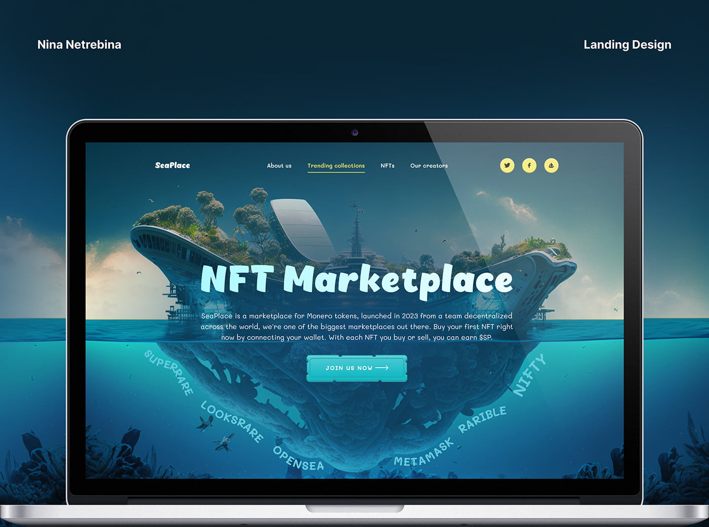Главная страница для NFT маркетплейса